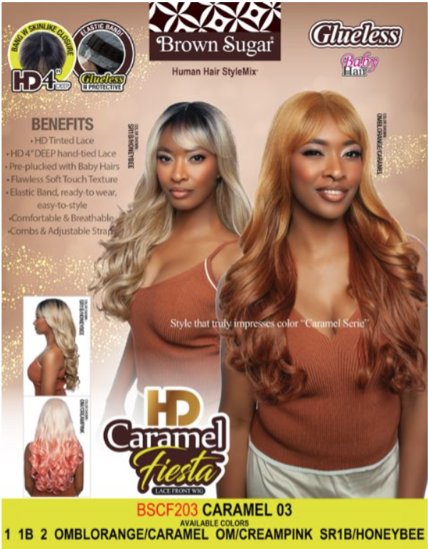 Mane Concept Brown Sugar Caramel Fiesta HD Lace Front Wig Caramel 03 BSCF203