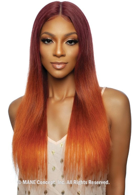 Mane Concept Trill 13A Pre-Colored Unprocessed Human Hair HD 6" Deep Lace Front Wig Amber Straight 20" TROC207