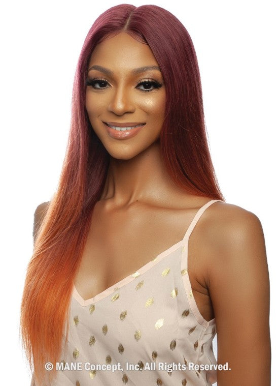 Mane Concept Trill 13A Pre-Colored Unprocessed Human Hair HD 6" Deep Lace Front Wig Amber Straight 20" TROC207