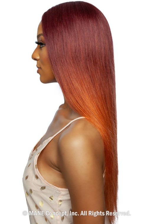 Mane Concept Trill 13A Pre-Colored Unprocessed Human Hair HD 6" Deep Lace Front Wig Amber Straight 20" TROC207