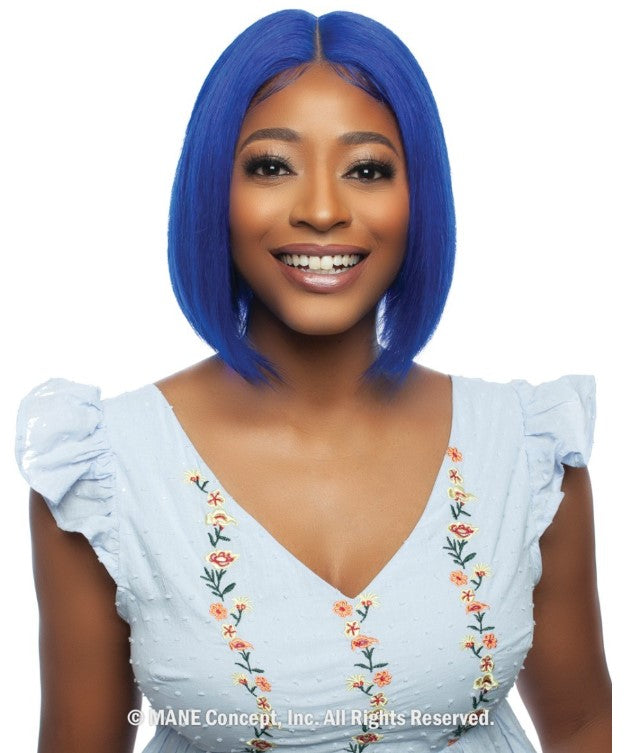 Mane Concept Trill 13A Pre-Colored Unprocessed Human Hair HD 6" Deep Lace Part Wig Royal Blue Straight Bob 10" TROC2331