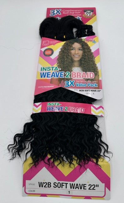 Janet Collection Synthetic Hair Insta Weave 2 Braid Soft Wave 22"