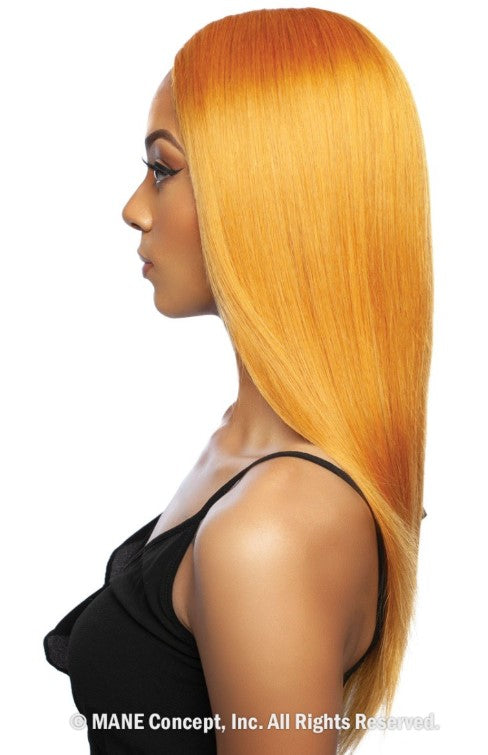 Mane Concept Trill 13A Pre-Colored Unprocessed Human Hair HD 6" Deep Lace Front Wig Ginger Orange Straight 28" TROC209