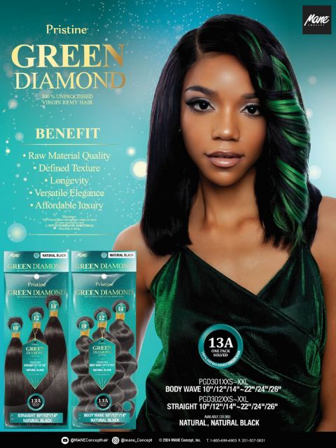 Mane Concept Pristine Green Diamond 100% Human Hair - (PGD301XXS-XXL) Body Wave