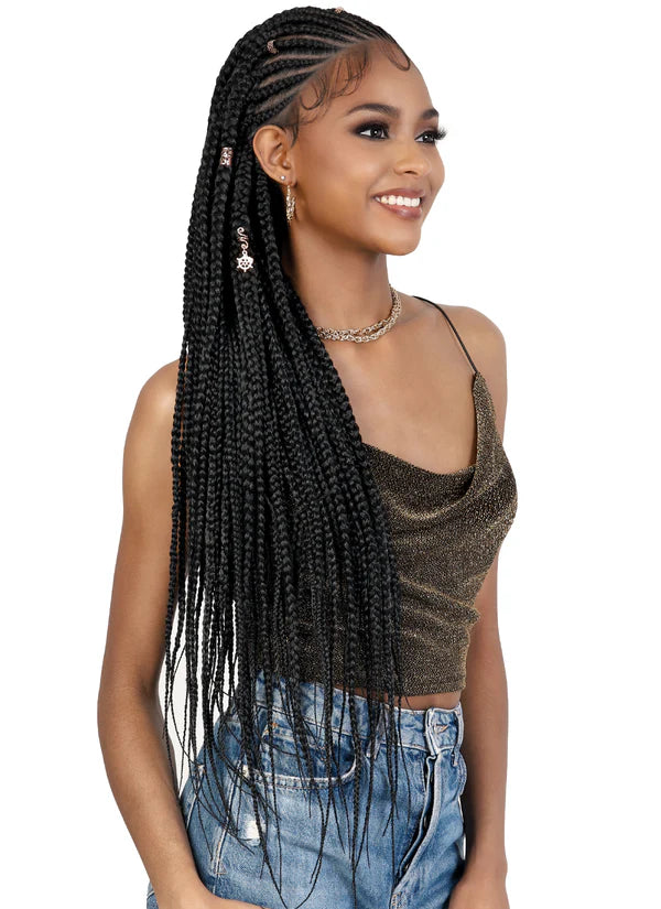 Motown Tress HD BOX BRAID V TYPE FULANI Whole Lace Front Wig WLB.QUIN32