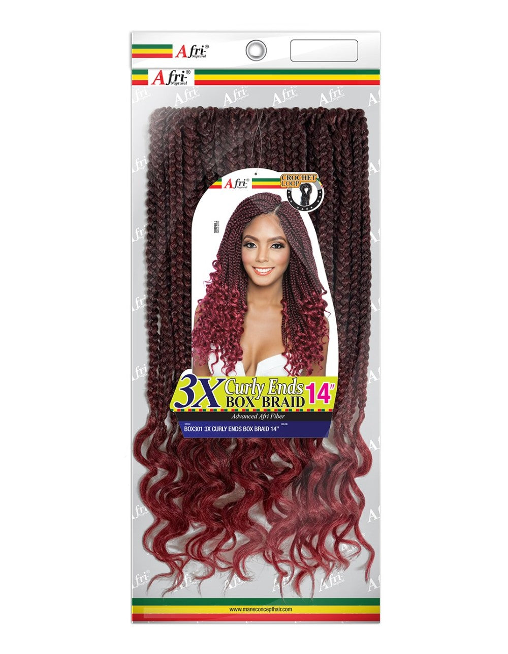 Mane Concept Afri Naptural Crochet Braid - 3X CURLY ENDS BOX BRAID 14"  BOX301 - Elevate Styles