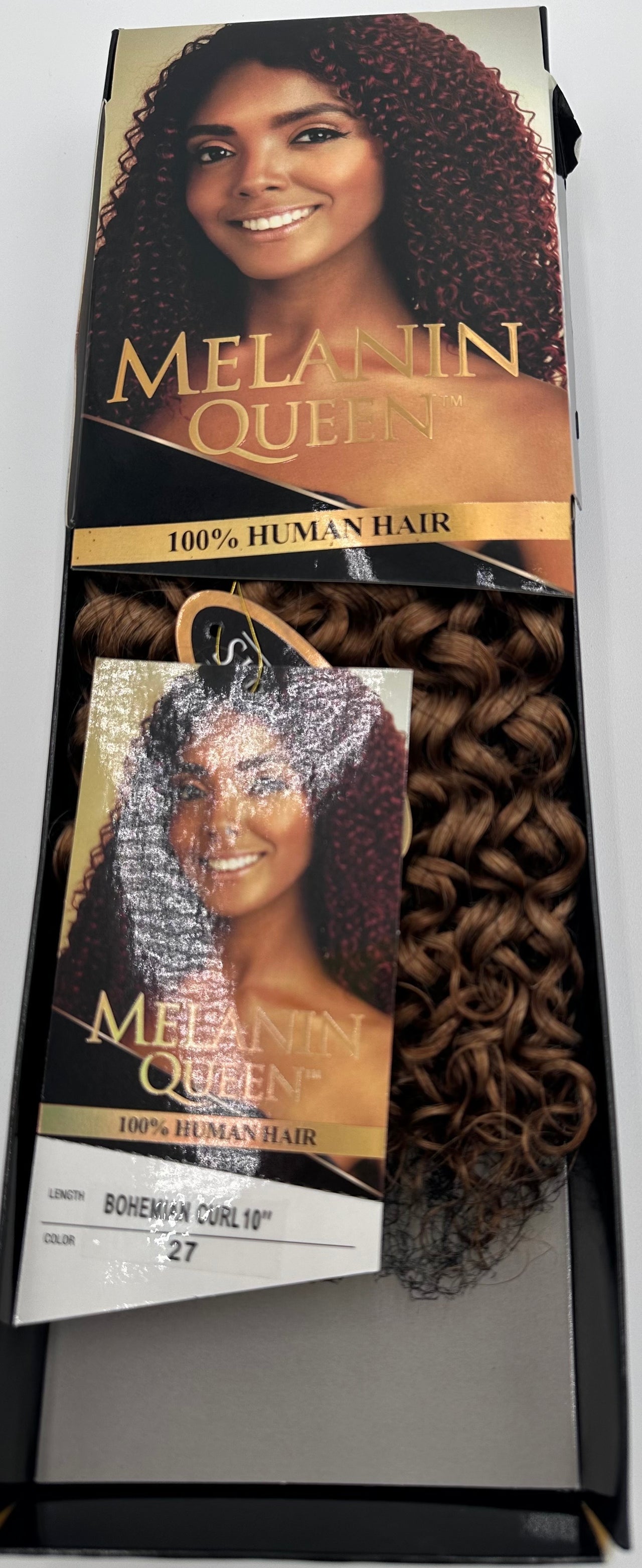 Melanin Queen 100% Human Hair Weaving Bohemian Curl 10" Color 27 - Elevate Styles