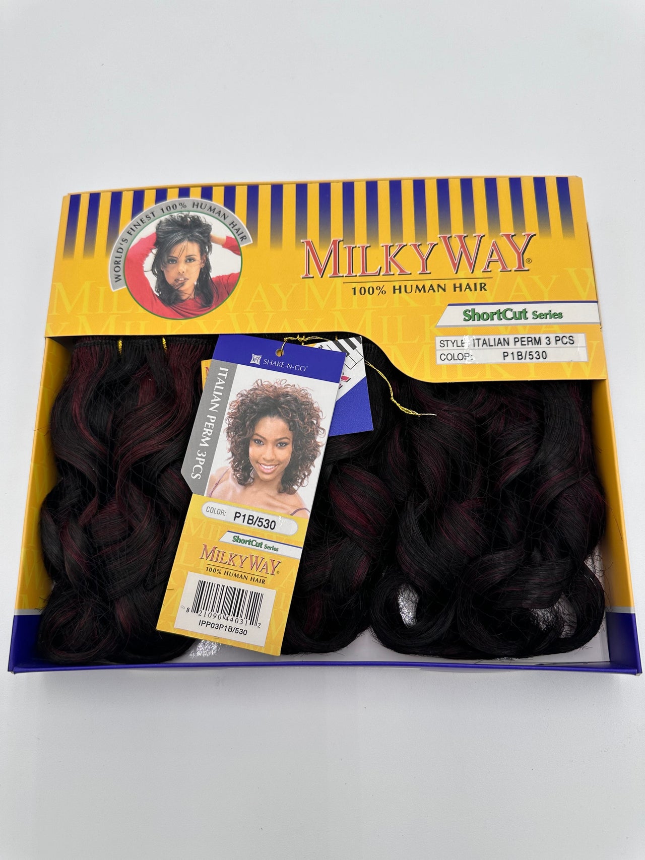 Milky Way 100% Human Hair Short Cut Series Weaving 3 Piece Set Italian Perm