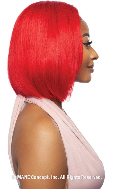 Mane Concept Trill 13A Pre-Colored Unprocessed Human Hair HD 6" Deep Lace Part Wig Red Straight Bob 10" TROC2330