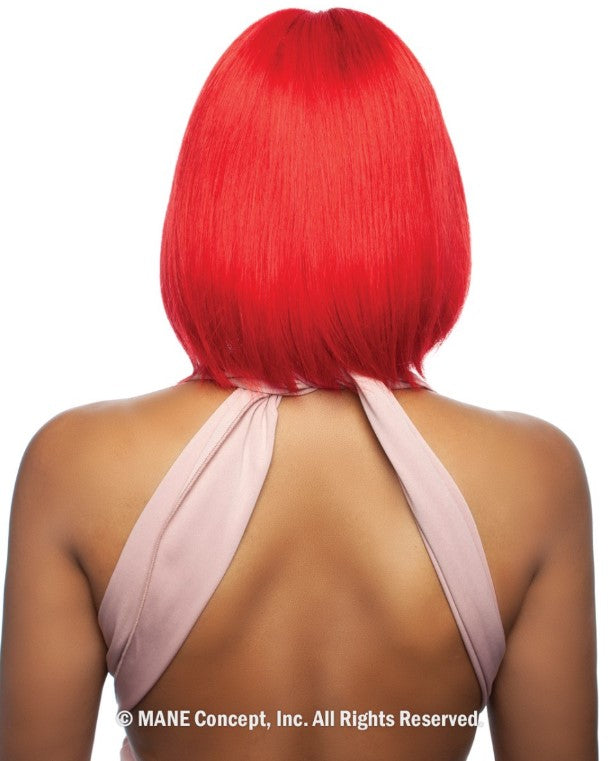 Mane Concept Trill 13A Pre-Colored Unprocessed Human Hair HD 6" Deep Lace Part Wig Red Straight Bob 10" TROC2330