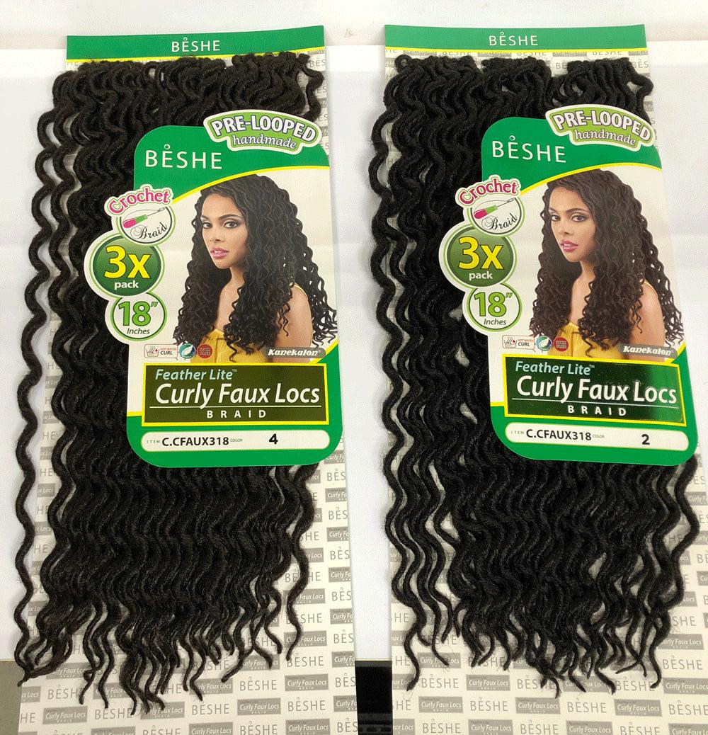 Beshe Crochet Braid Feather Lite Curly Faux Loc 3x Pack 18" C.CFAUX318 - Elevate Styles