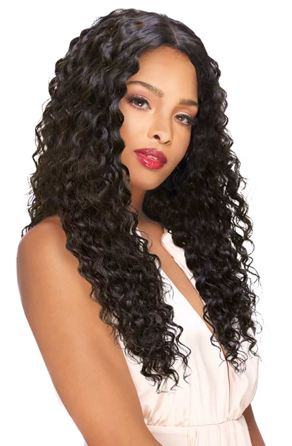 Sensual Frontal Lace Wig 180% Density, Pre plucked hair line baby hair Natural Beach Curl 24" - Elevate Styles