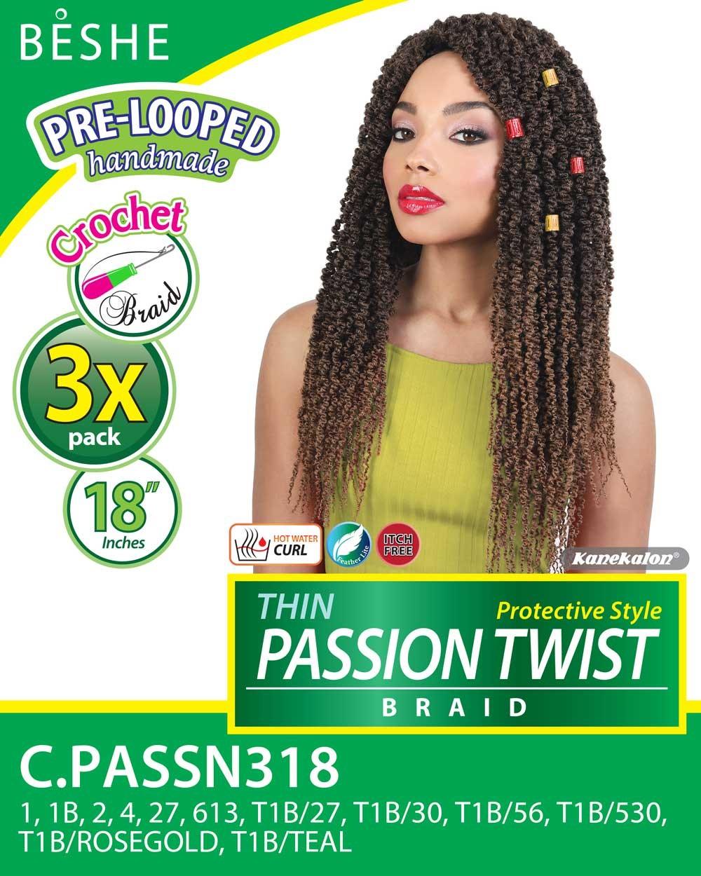 Beshe Crochet 3x Braid Pre-Looped Crochet Braid THIN PASSION TWIST C.PASSN318 - Elevate Styles