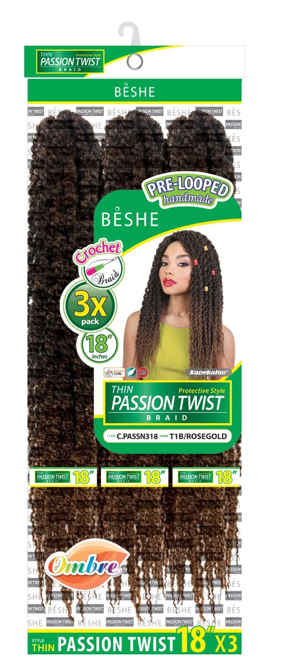 Beshe Crochet 3x Braid Pre-Looped Crochet Braid THIN PASSION TWIST C.PASSN318 - Elevate Styles