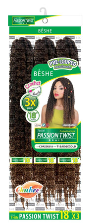 Thumbnail for Beshe Crochet 3x Braid Pre-Looped Crochet Braid THIN PASSION TWIST C.PASSN318 - Elevate Styles