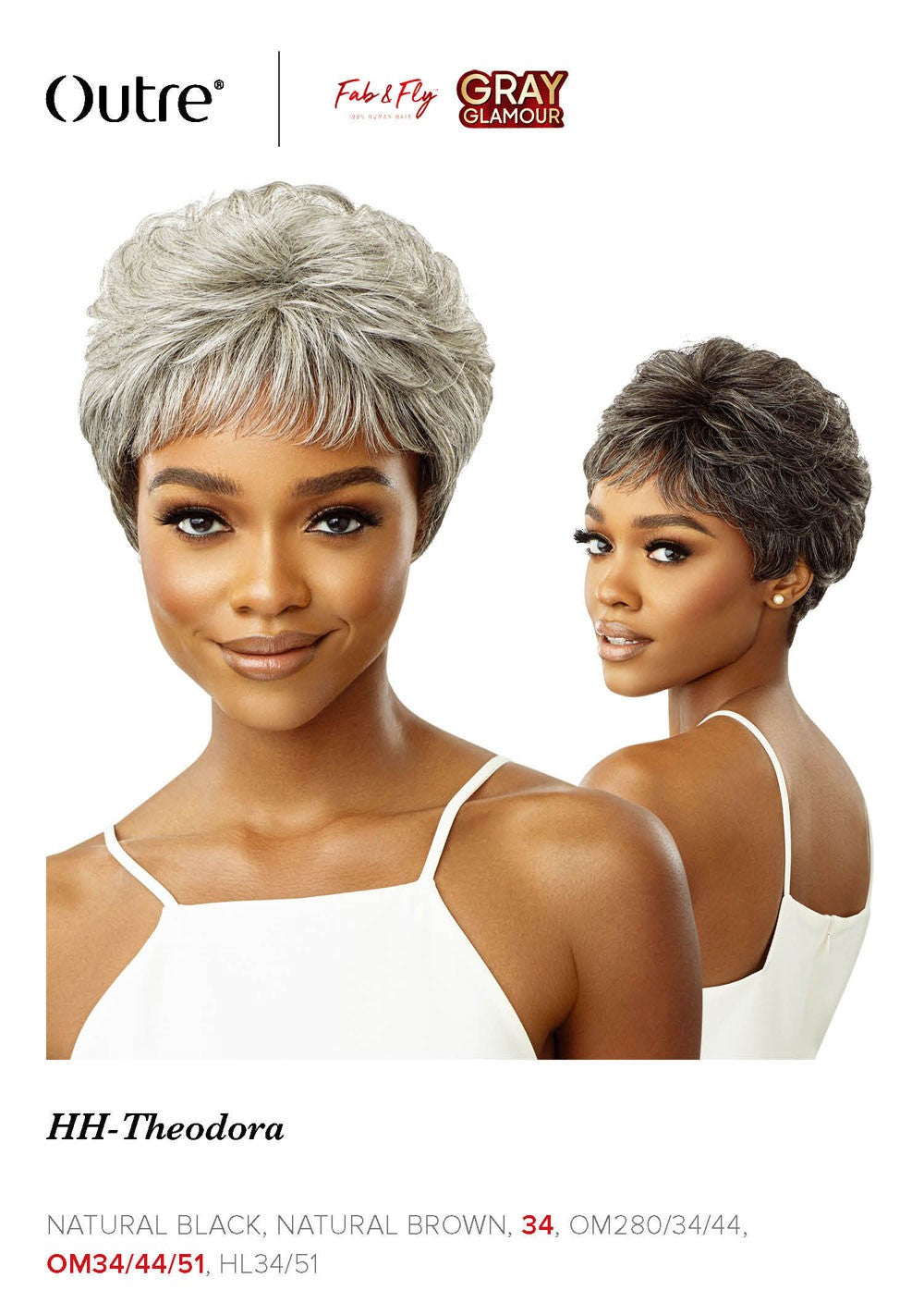 Outre Fab&Fly™ Gray Glamour Human Hair Full Cap Wig Theodora - Elevate Styles