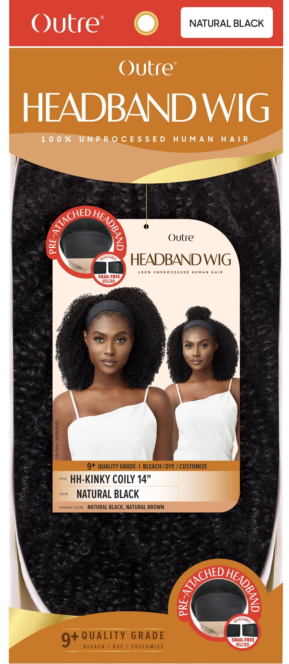 Outre 100% Unprocessed Human Hair Headband Wig Wet & Wavy HH - Kinky Coily 14" - Elevate Styles