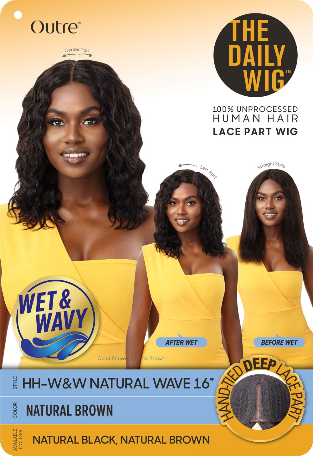 Outre The Daily Wig 100% Human Hair Wet N Wavy - Natural Wave 16" - Elevate Styles