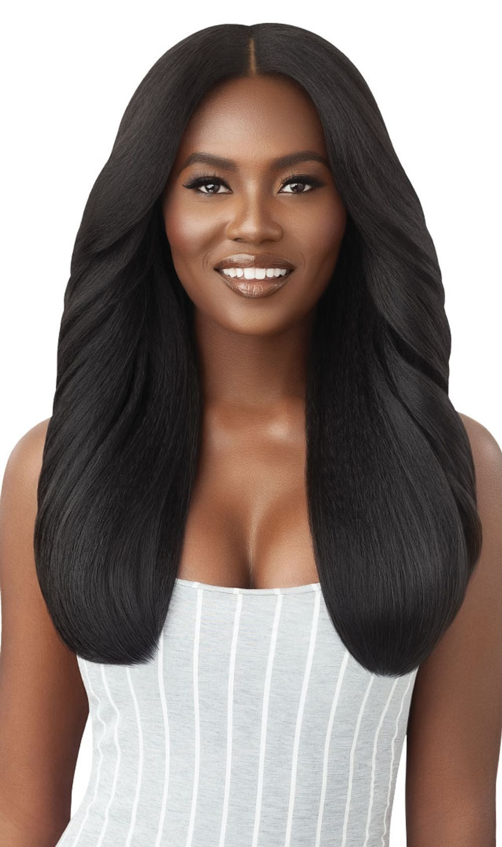 Outre Big Beautiful Hair Human Blend Leave Out U Part Wig Dominican Blowout 22" - Elevate Styles