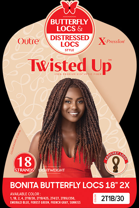 Outre X-Pression Twisted-Up Crochet Braid - Bonita Butterfly Locs 18" 2x - Elevate Styles