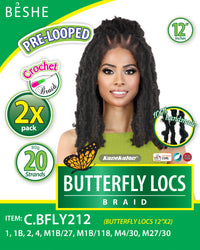 Thumbnail for Beshe Crochet Braid 2x Pack Butterfly Locs Braid C.BFLY212 - Elevate Styles