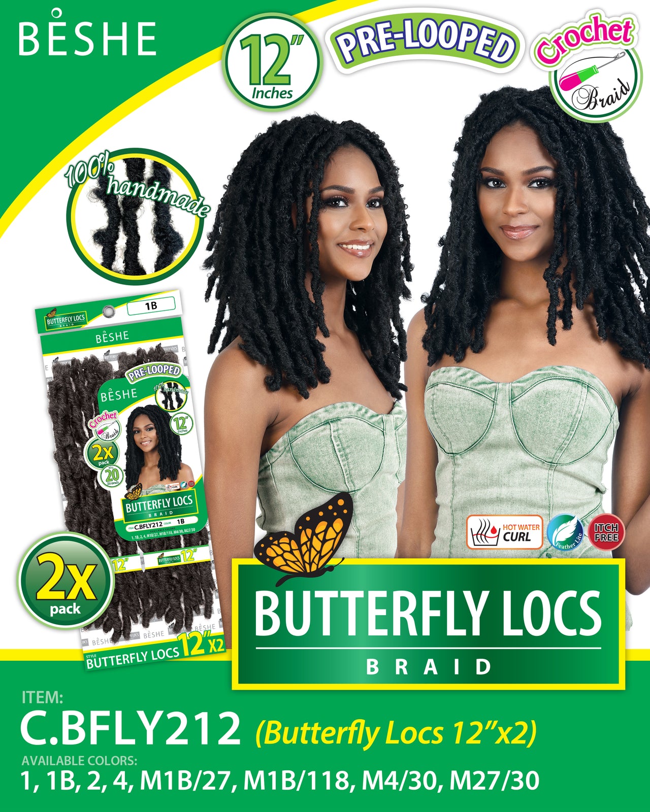 Beshe Crochet Braid 2x Pack Butterfly Locs Braid C.BFLY212 - Elevate Styles