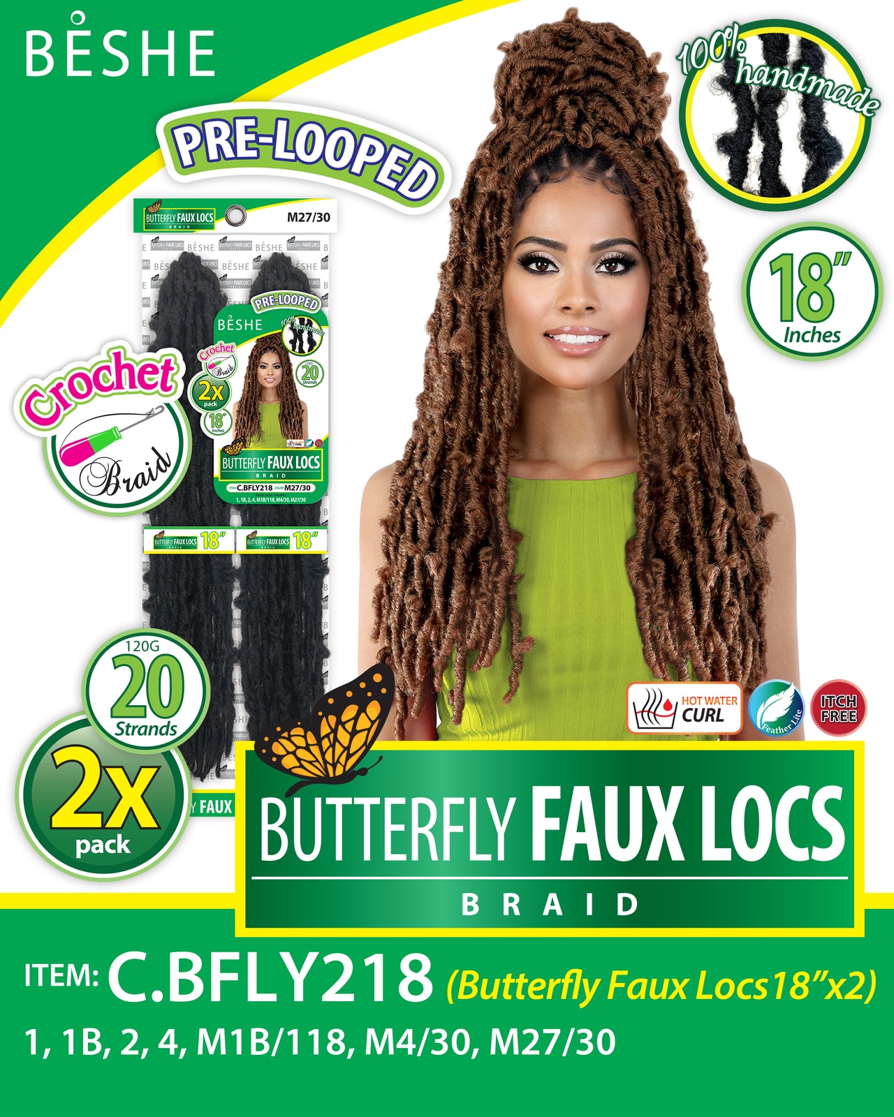 Beshe Crochet Braid 2x Pack Butterfly Locs Braid C.BFLY218 - Elevate Styles