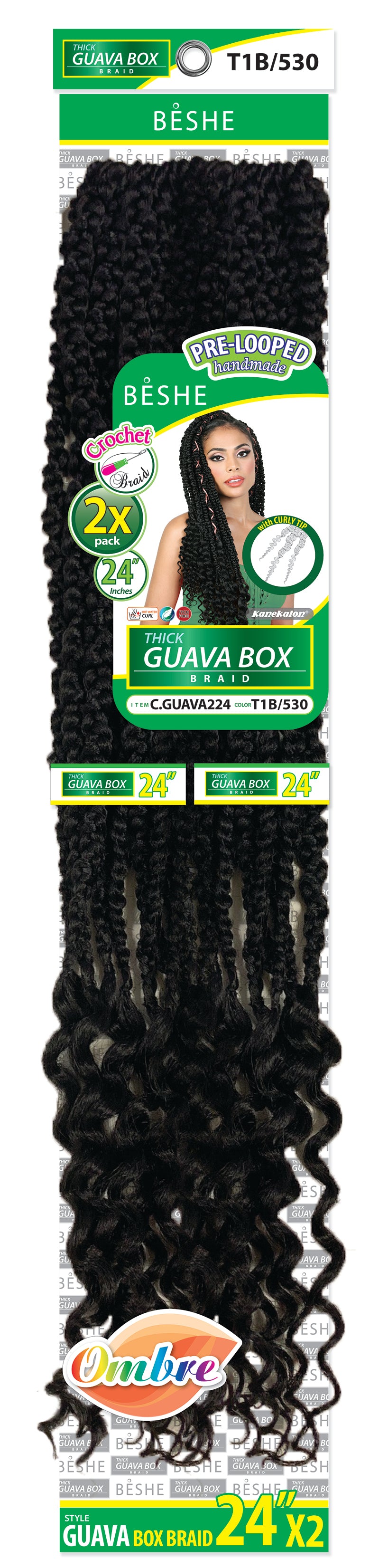 Beshe Pre-Looped Crochet Braid 2x Pack Thick Guava Box Braid 24" C.GUAVA224 - Elevate Styles