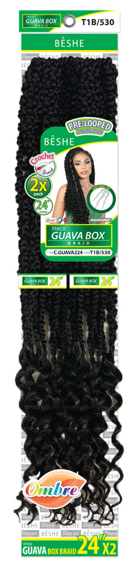 Thumbnail for Beshe Pre-Looped Crochet Braid 2x Pack Thick Guava Box Braid 24