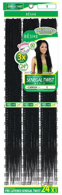 Thumbnail for Beshe Crochet Braid 3X Pack Pre-Layered Senegal Twist Braid C.SEN324 - Elevate Styles