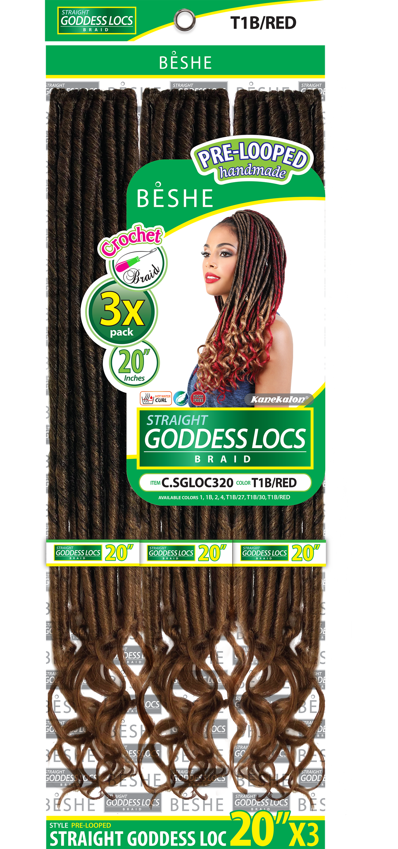 Beshe Crochet Braid 3X Pack Pre-Looped Straight Goddess Locs Braid C.SGLOC320 - Elevate Styles