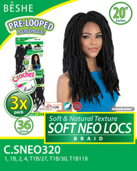 Thumbnail for Beshe Crochet Braid 3X Pack Pre-Looped Soft Neo Locs Braid C.SNEO320 - Elevate Styles