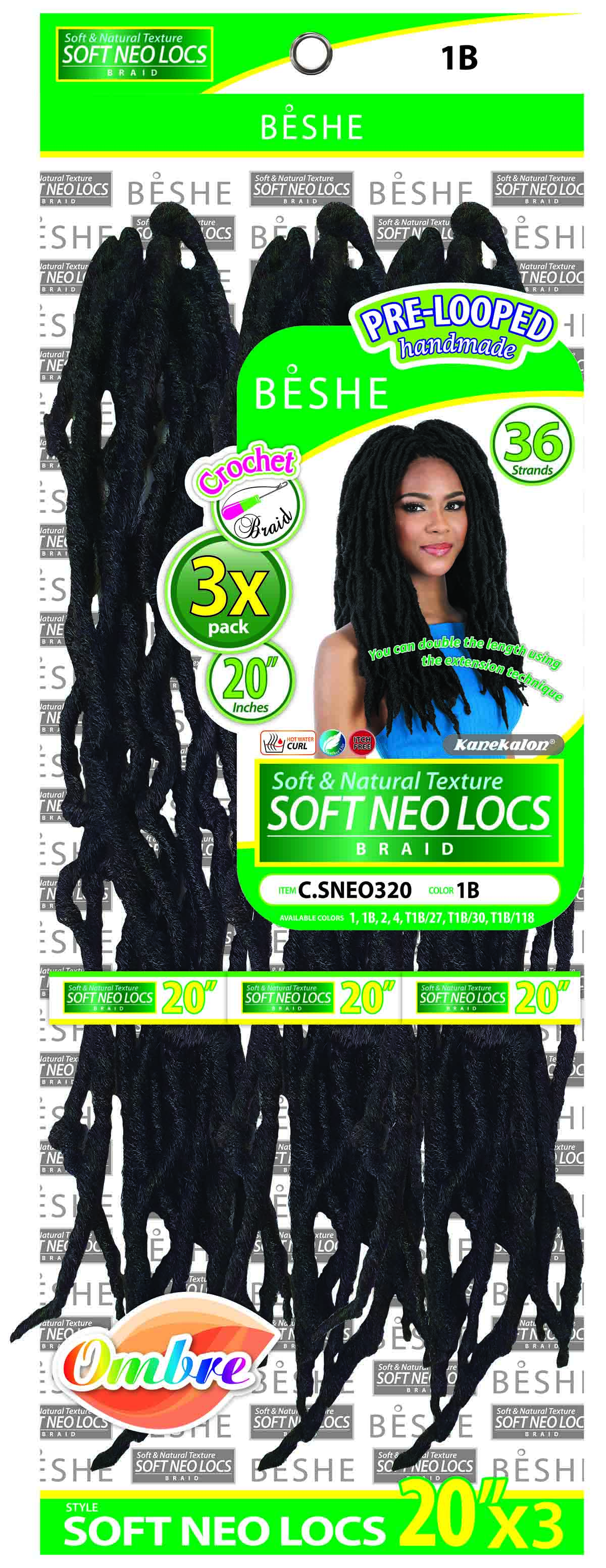 Beshe Crochet Braid 3X Pack Pre-Looped Soft Neo Locs Braid C.SNEO320 - Elevate Styles