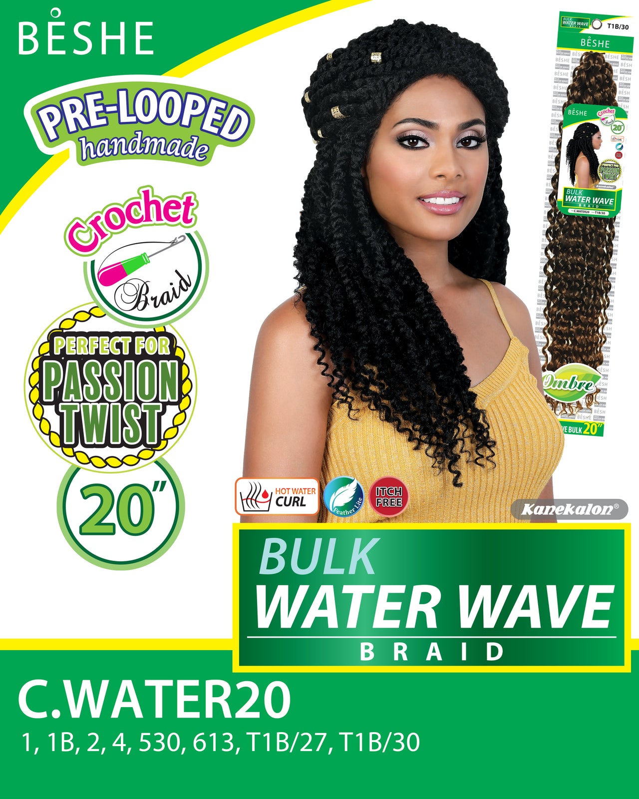 Beshe Crochet Braid Pre-Looped Bulk 20" Water Wave Braid C.WATER20 - Elevate Styles