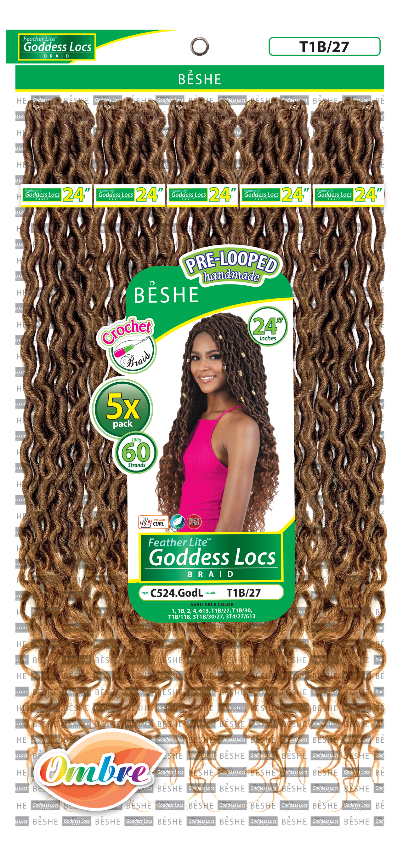 Beshe Crochet Braid Pre-Looped 5x Pack Goddess Locs Braid C524.GODL - Elevate Styles