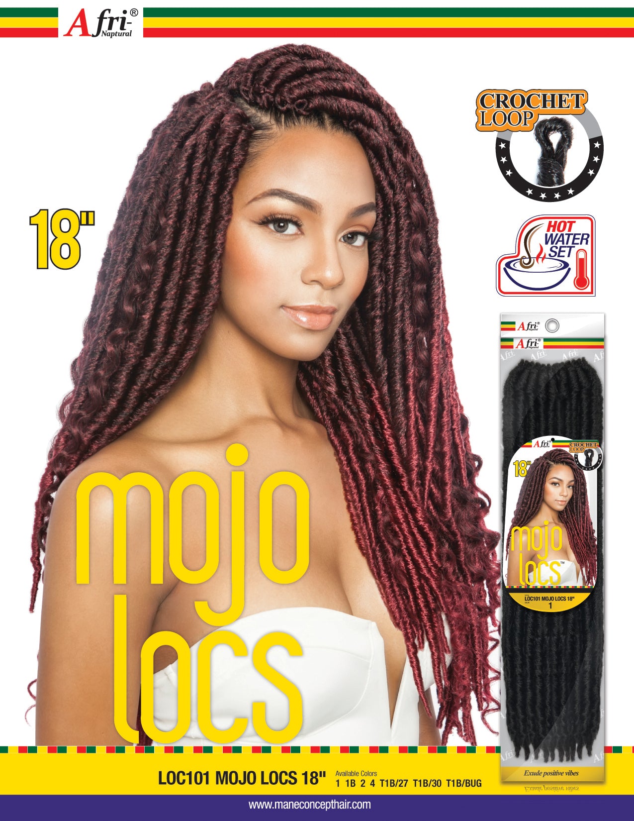 Mane Concept Afri Naptural Crochet Braid Mojo Locs 18" LOC101 - Elevate Styles